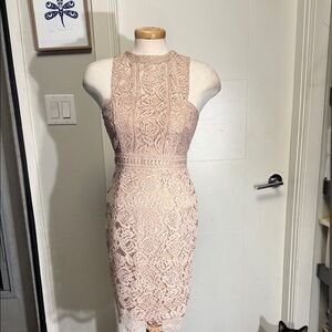 Boohoo Lace Mini Dress in Soft Pink